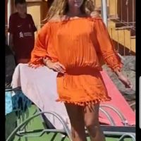 Vestido Naranja Pompón