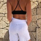 Linen Shorts with Elastic Waist