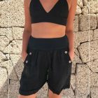 Linen Shorts with Elastic Waist