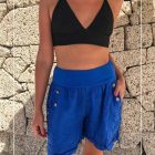 Linen Shorts with Elastic Waist