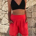 Linen Shorts with Elastic Waist