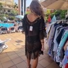 Poncho Negro Flecos Transparencias