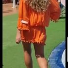 Vestido Naranja Pompón