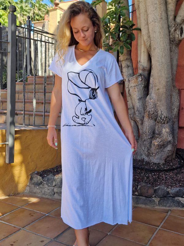 Vestido Snoopy Largo Blanco